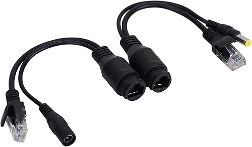 Miniatura 2 de Adaptador POE, fuente de alimentación Ethernet pasiva de 12V Distribuidor de cable ultra largo portátil (negro)