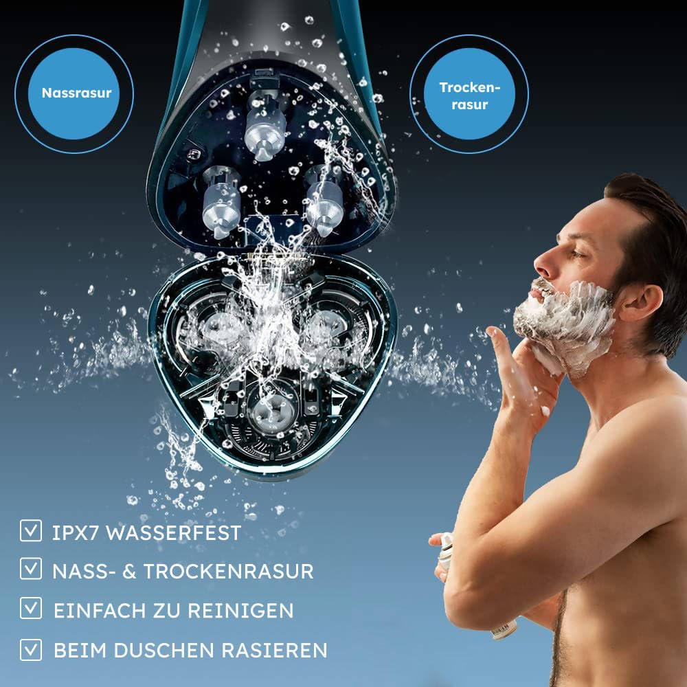 snapbuy Elektrischer Herrenrasierer Pro: Elektrischer Nass- und Trockenrasierer mit 99 Min. Laufzeit, Bartschneider und LED Anzeige, 100% wasserdicht, ideal für Reisen
