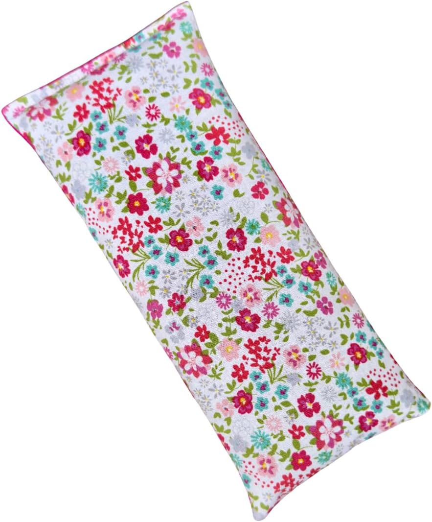 Microwave Heating Pad with Flax Seed, Scented or Unscented, Good for Back Headache or Migraines, Moist Heat Therapy or Ice Pack, Microwavable Bean Bag, 9" x 4" (Bright Pink F)