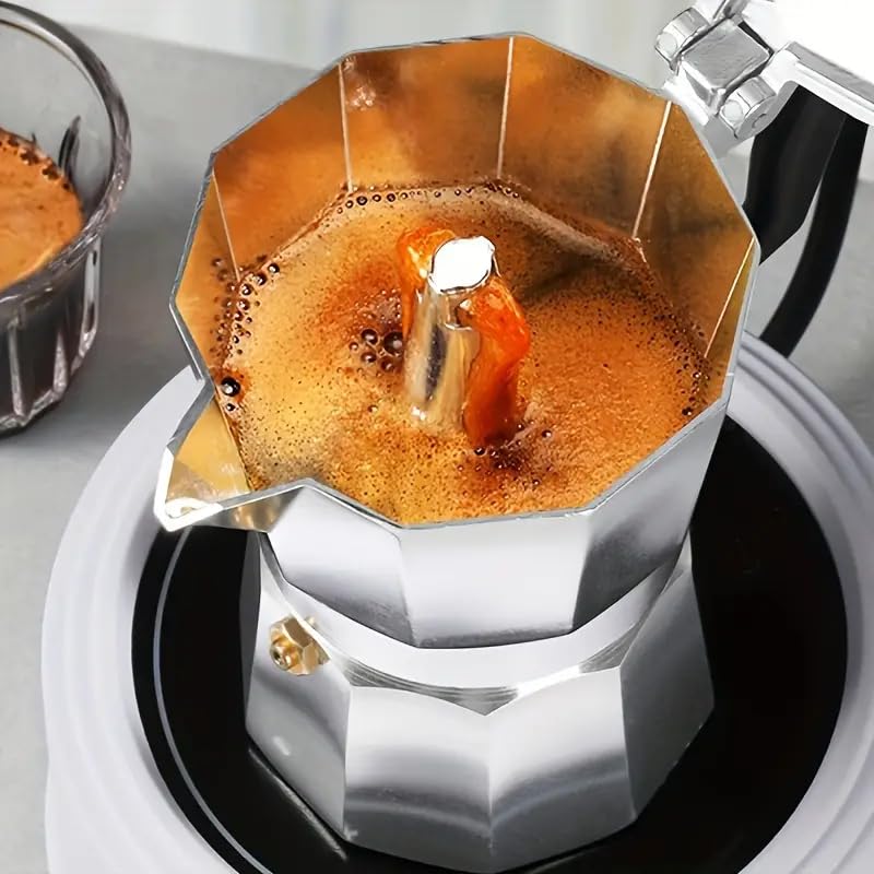 Image of Aluminium Espresso Coffee Maker, Moka Express 3 Cups Espresso Maker /Percolator /Stovetop /Filter Coffee Maker for Italian Mocha Coffee Moka Pot (Silver) (3 Cups)