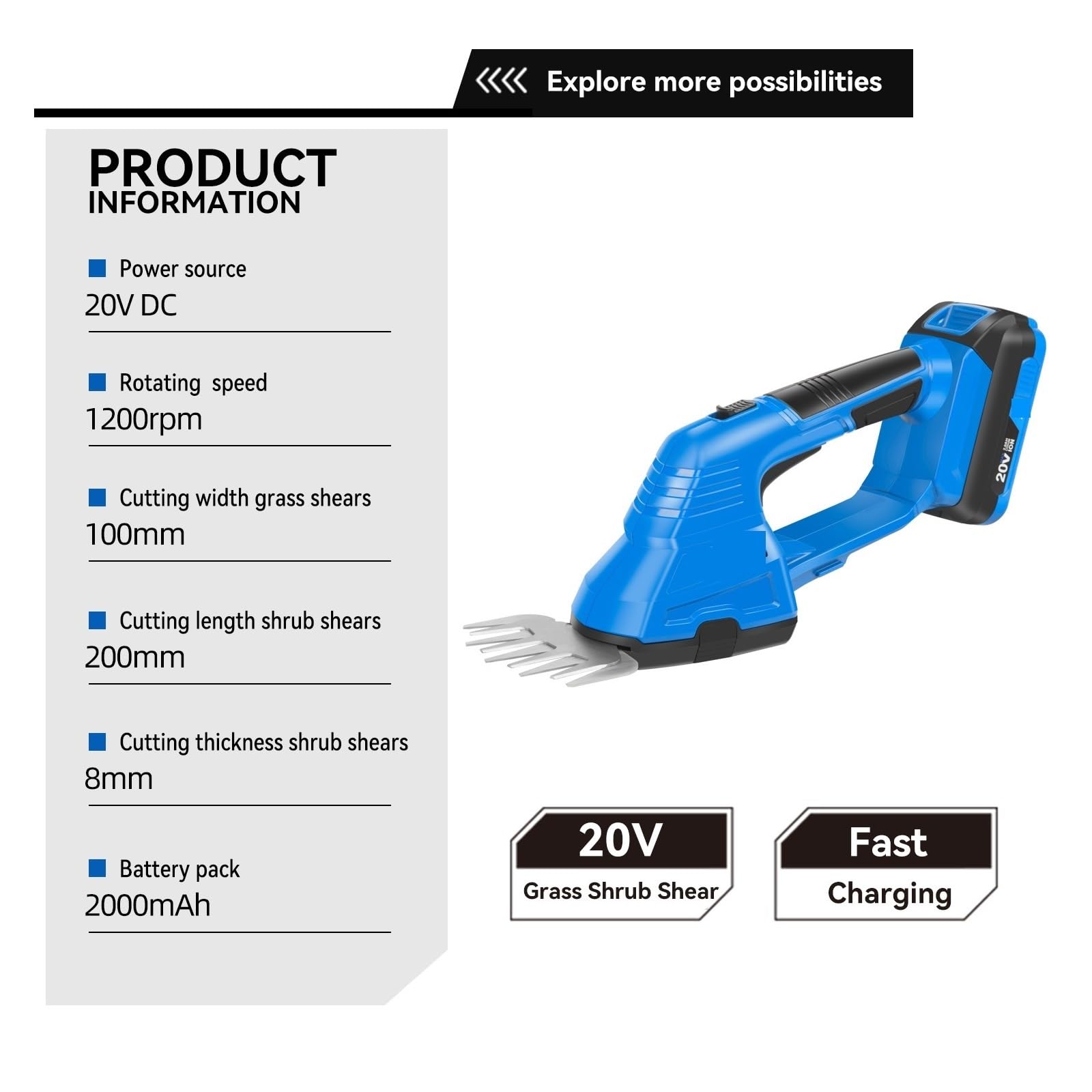Tondeuse à gazon, 2 en 1 taille-haie électrique 20V sans fil tondeuse à gazon batterie sécateur outils de jardin cisailles coupe-arbuste for l'herbe(20V Trimmer Set1)