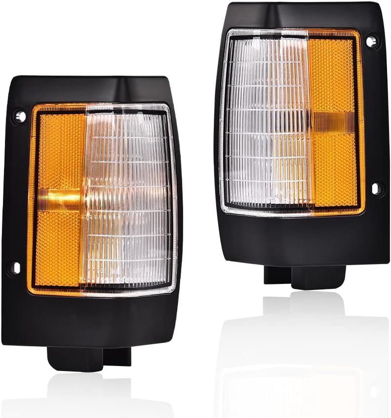 CHEDA Black Parking Corner Side Marker Signal Light Lamp Set Compatible with Nissan 1990 1991 1992 1993 1994 D21 1995 1996 1997 Pickup