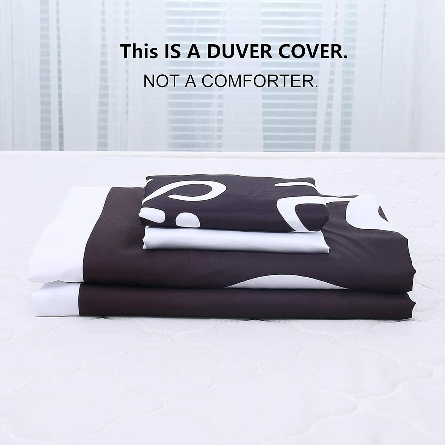 Black White Duvet Cover Set Queen His Side Her Side Bedding Set 3 Pieces Lightweight Microfiber Comforter Cover with Zipper Ties for Adults 90"x 90" Not Comforter