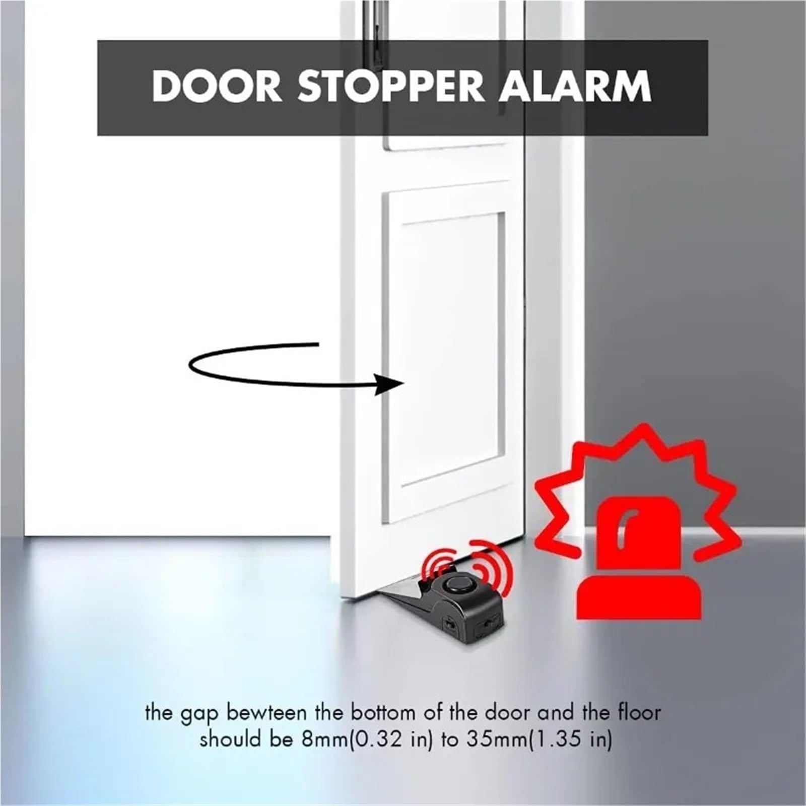 Tope Para Puerta Con Alarma Alarma de tope puerta portátil inalámbrica 1/2 Uds 120DB(2Pcs no battery)