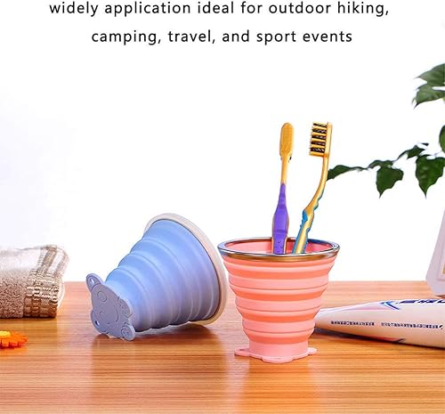 Miniatura 4 de Taza de viaje plegable  Tazas de agua plegables de silicona con tapas  Tazas reutilizables para beber  Vasos de picnic  Vasos telescópicos de camping