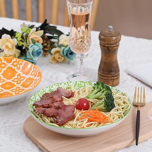 Servizio Piatti Fondi in Ceramica Colorati, Profondi 20 cm - per Zuppa | Insalata | Pasta | Gourmet | Risotto - Lavabile in Lavastoviglie e Microonde - Set di 6 - 3