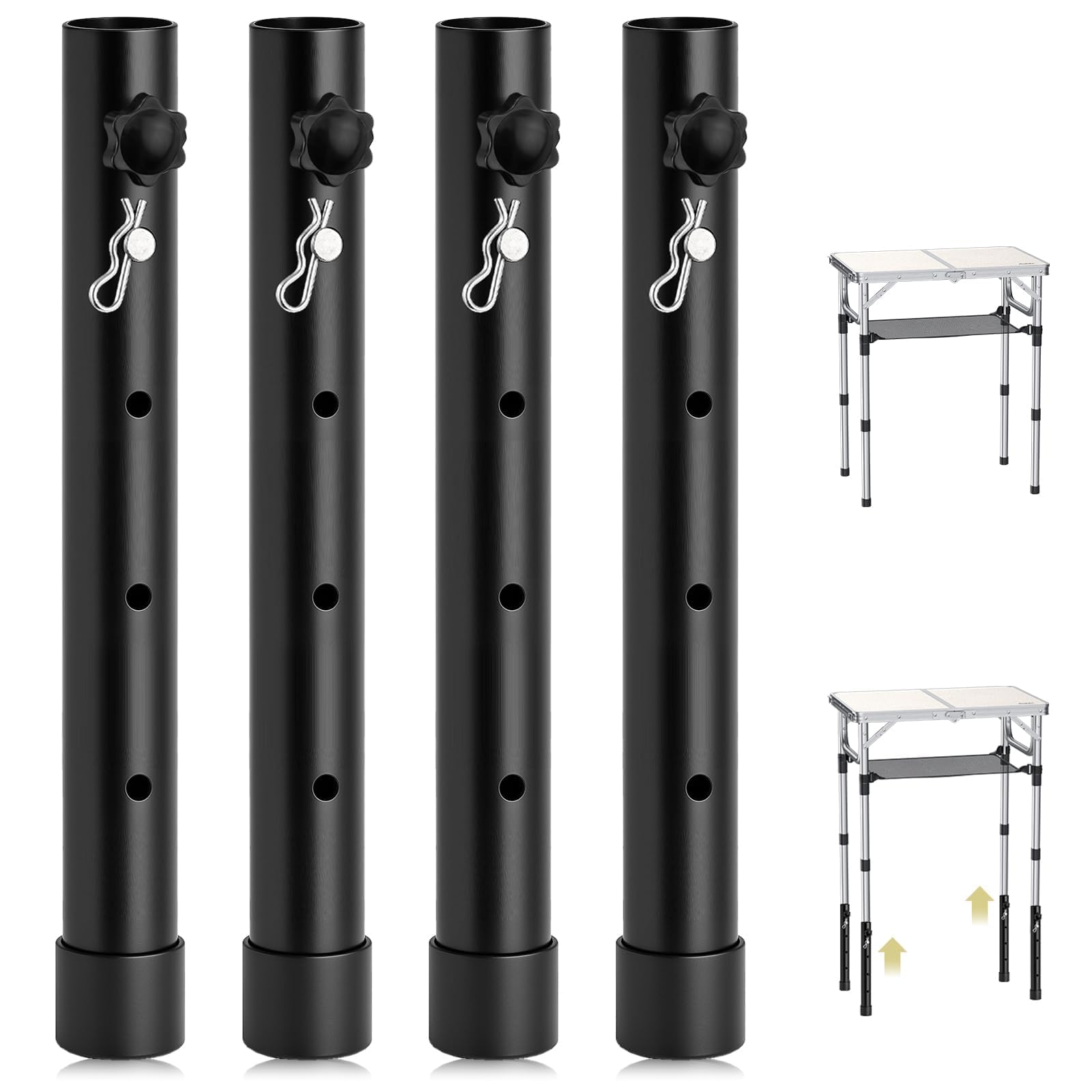 Photo 1 of Anbte 4pcs Folding Table Leg Extenders, Black, 2-Level Adjustable Height