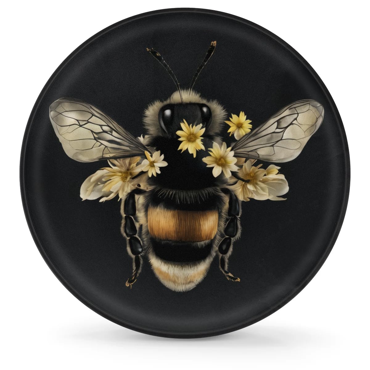 Spare Tire Cover Bee Floral Wheel Covers Protectors Waterproof Dust-Proof Universal Fit Trailer, RV, SUV and Many Vehicle 15 Inch