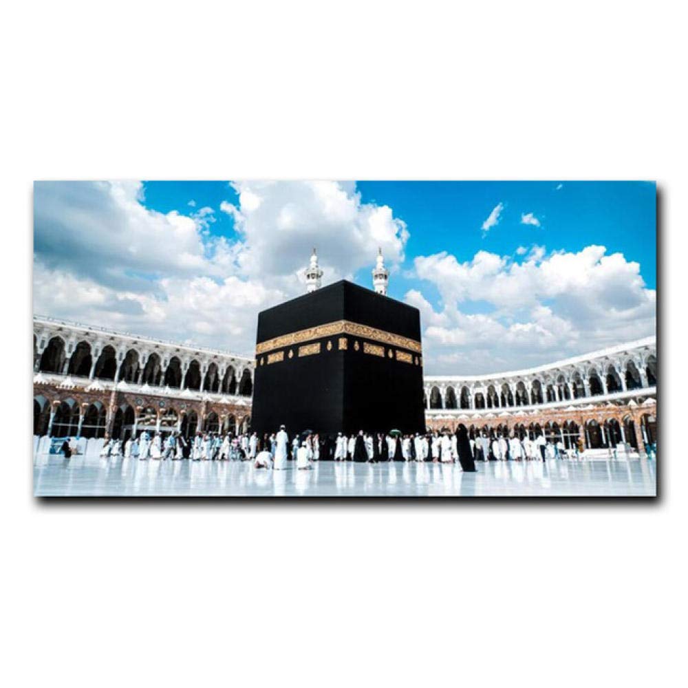 XuFanGreat Mosque Of Mecca Canvas Art Paintings For Home Decor Islamic Holy Land Landscape Wall Posters Muslim Decorative Pictures 50x100cm No Frame