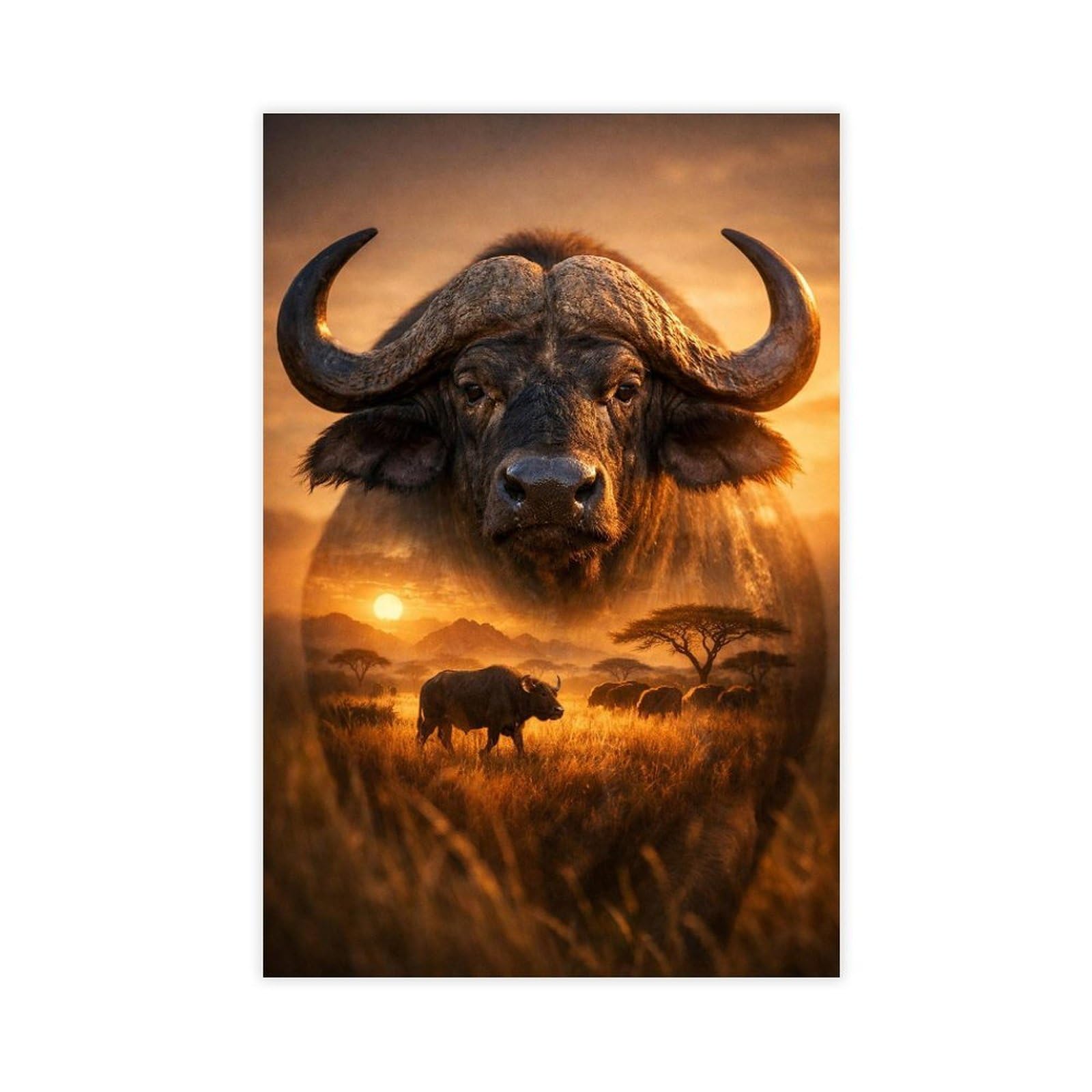 Ywtjax Unframe-Style Buffalo Poster Canvas Poster For Living Room Decor Gift