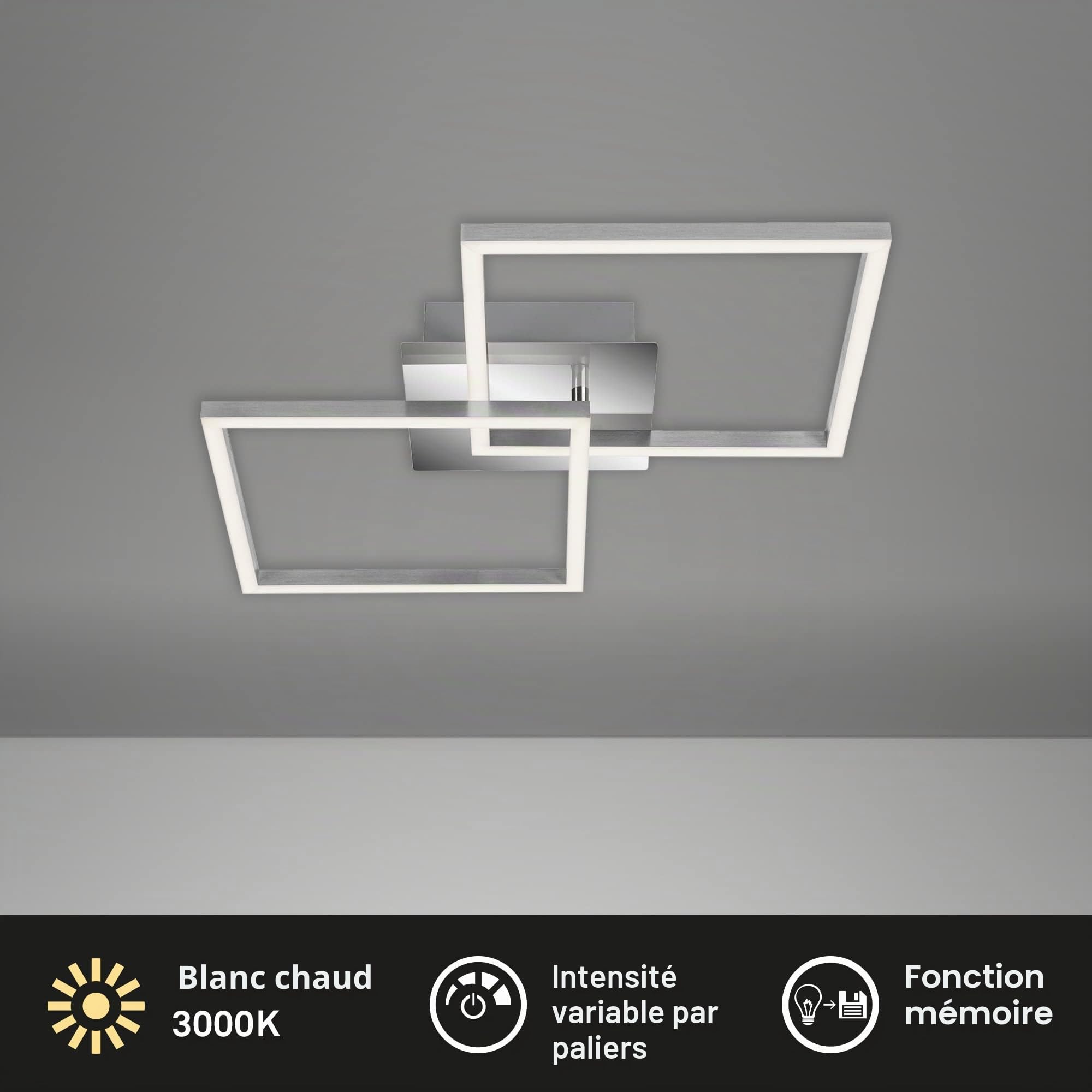 Briloner Leuchten 3210-018 LED orientable, plafonnier à Gradation, 24 Watt, 1.800 Lumen, 3.000 Kelvin, Couleur Chrome-Argent, W 620 x 368 x 73 mm (L x B x H)