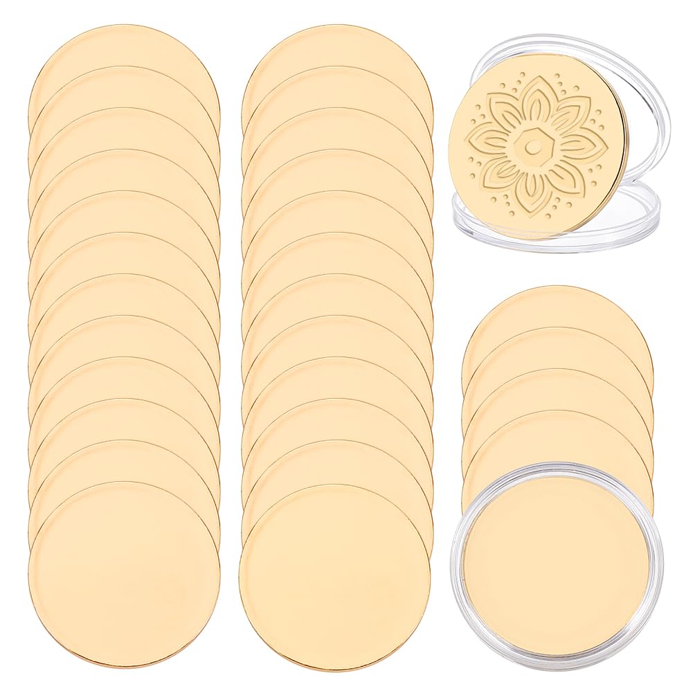 Monedas de desafío OLYCRAFT de 40 mm en oro con cápsulas acrílicas para grabado láser, 30 uds