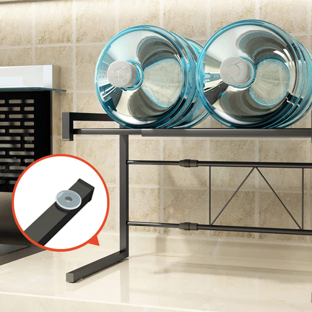LANTUS Estantería extensible para horno microondas, soporte para microondas de hasta 25 kg, estante de cocina independiente para horno microondas, cajas para especias, color: negro 1 pieza