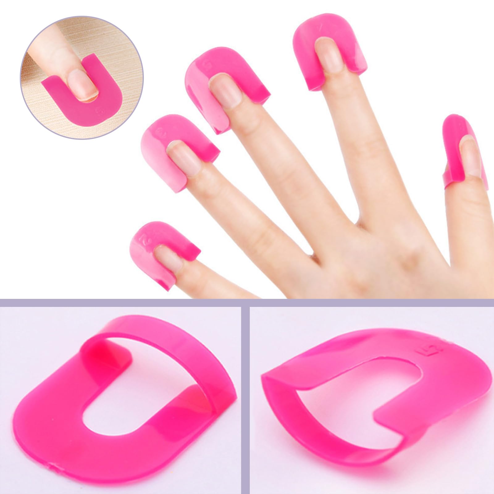 Plantillas para Esmalte de Uñas con Pluma Corrector, Cubierta Protectora Reutilizable 10 Tamaños, Accesorios Nail Art (Rosa)