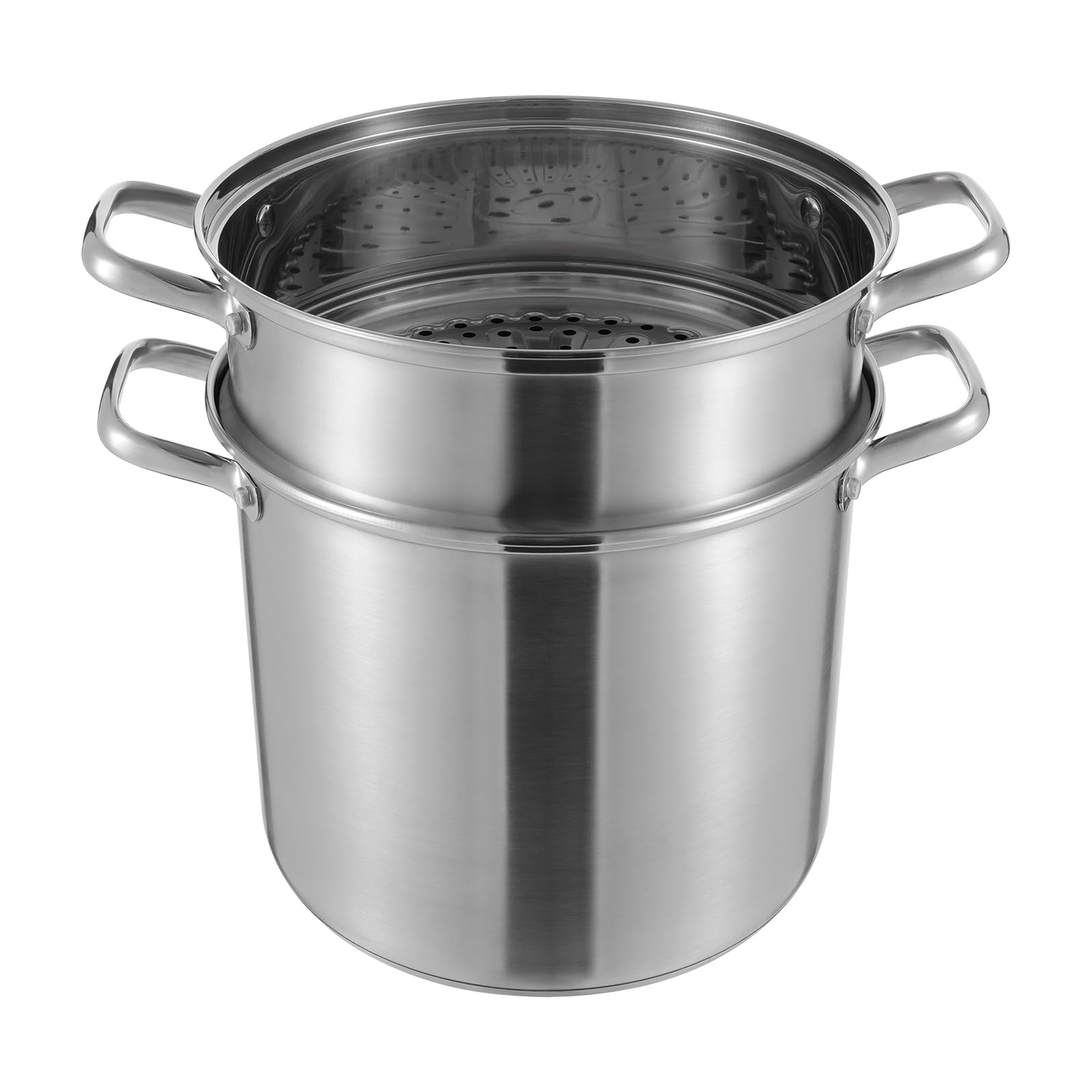 OUKANING Pentola per asparagi e pasta, 8 l, Ø 28 cm, altezza 36 cm, con colino per asparagi, alta con coperchio in vetro, per pasta, patate, verdure