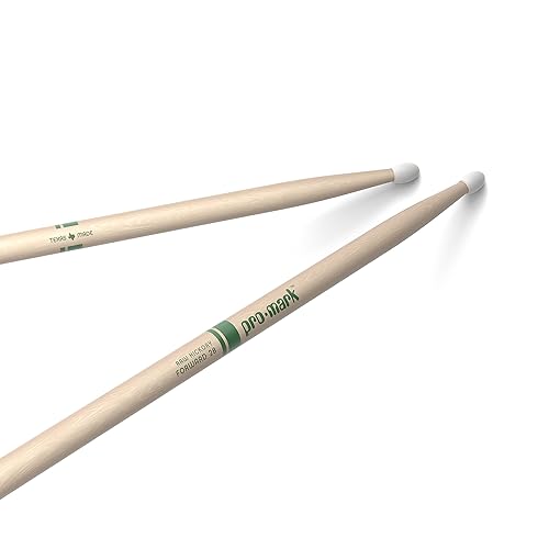 ProMark Drum Sticks - Classic Forward 2B Drumsticks - Drum Sticks Set - Oval Nylon Tip - Natural, Raw Hickory Drumsticks - Consistent Weight and Pitch - 1 Pair