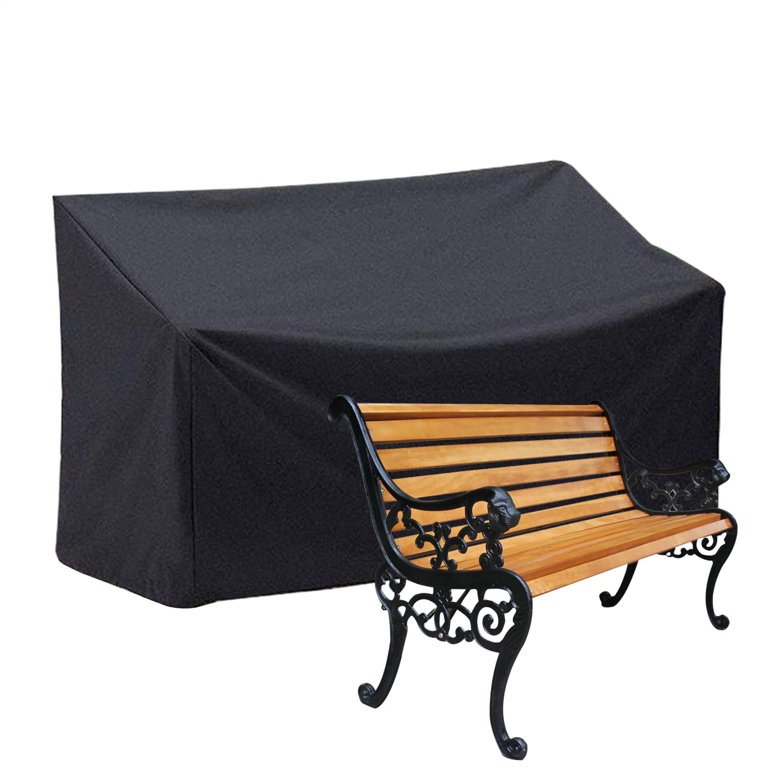 Housse de banc d'extérieur imperméable en tissu Oxford pour mobilier de jardin noir