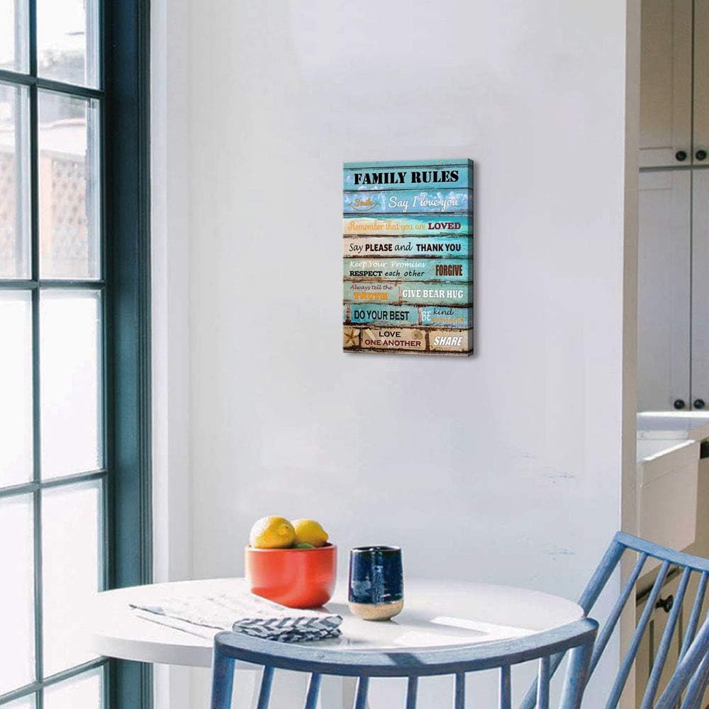 Buy Motivational Wall Art For Kitchen Bathroom Inspiratinal Quotes Family Rules Poster Vintage Artwork Canvas Prints For Living Room Bedroom Decoration Rustic Framed Wall Art For Home Wall Decor Rustic 12x16 Online