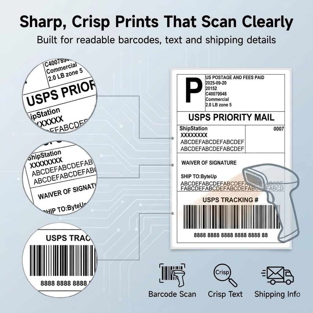 4x6 Thermal Shipping Labels 500 Fanfold for FedEx UPS USPS | Permanent Adhesive, Water & Oil Resistant, Scratch Proof, BPA/BPS Free, FSC Certified, for Shopify Packages