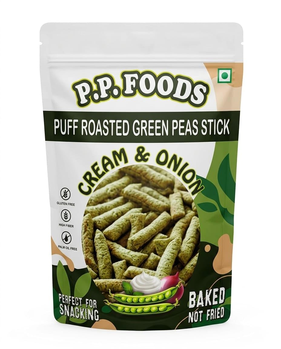PUFF ROASTED GREEN PEAS STICK CREAM AND ONION, NOT FRIED 100Gm, GREEN PEAS, DIET, HEALTY SNACKS,ROASTED SNACKS-image-39