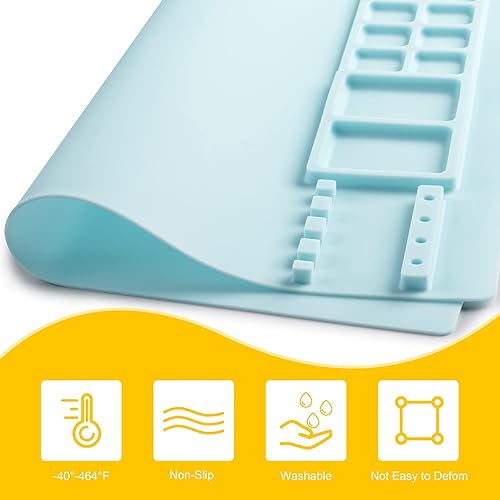 Miniatura 5 de Alfombrilla de silicona con taza, tapete de pintura para manualidades, fundición de resina, alfombrilla de artista con soportes para lápices