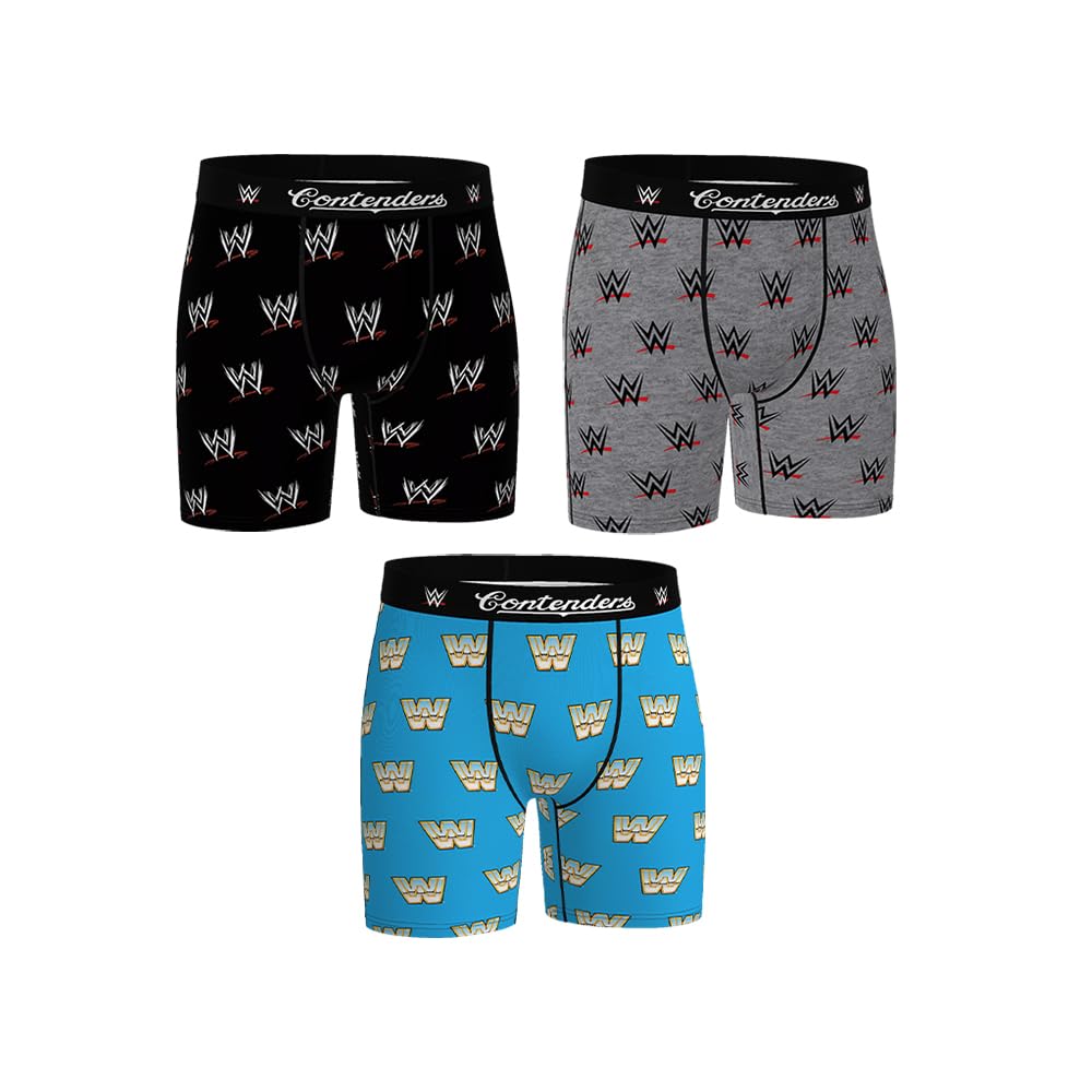 Contenders x WWE Superstar Collection Briefs | Officially Licensed Wrestling Boxer Underwear for Men | Anti-Ride Spandex, Mixed, XL