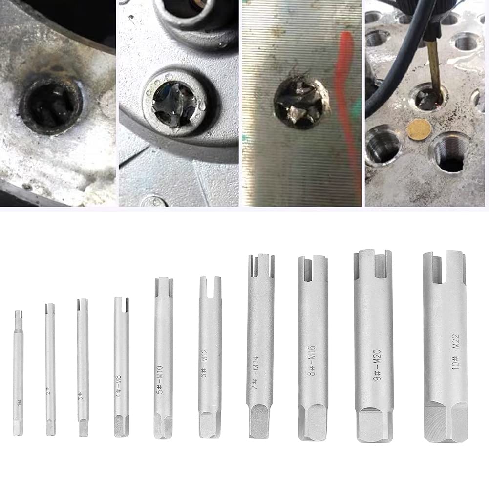 Tyenaza 10 Pezzi Estrattore di Rubinetto Rotto, Kit Estrattore Vite Spanata Acciaio con Scatola per M4, M5, M6, M8, M10, M12, M14, M16, M20, M22