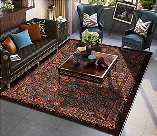 Tapis rouge salon rectangulaire moderne pour déco chambre rétro