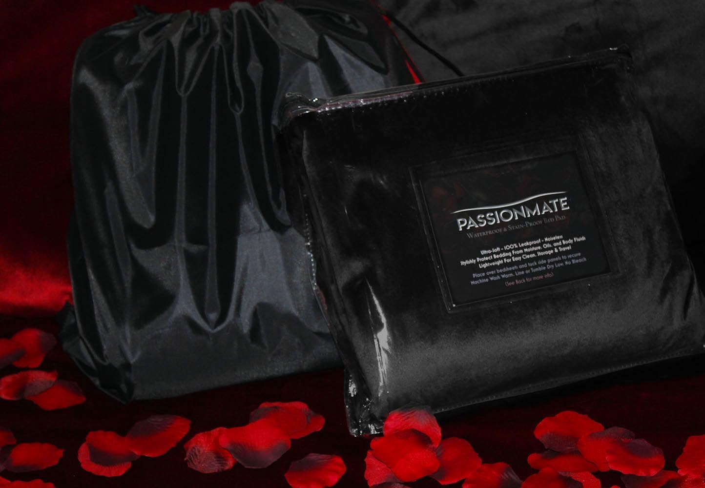 PassionMate100% Waterproof & Stain Proof Intimacy Love Blanket Bed Pad - Couples Gift - Ultra-Soft, Silent, Plush, Bedsheets Protector with Tuck-in Sides (60x55 Inch, Black)