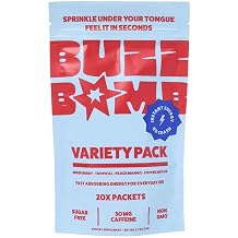 BUZZ BOMB Energy Packets, Under the Tongue Caffeine, 20 Count, Variety Pack | Energy without the Drink, Sugar Free, Clean Caffeine Powder, 50mg Caffeine