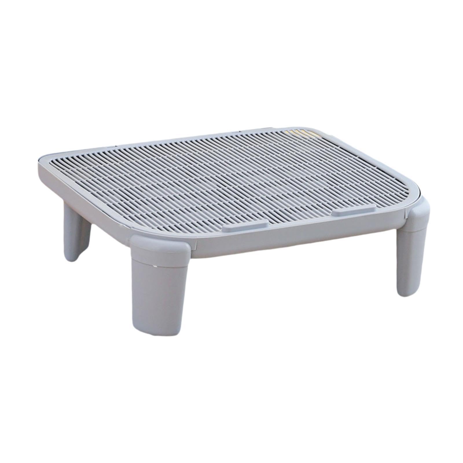 Rampe Litière Chat Double Couche Trappeur de Litière Tapis pour Boîte Litière Matériau PP Fonction Pied Adapté Aux Chats Âgés Nettoyage Intérieur, Gris