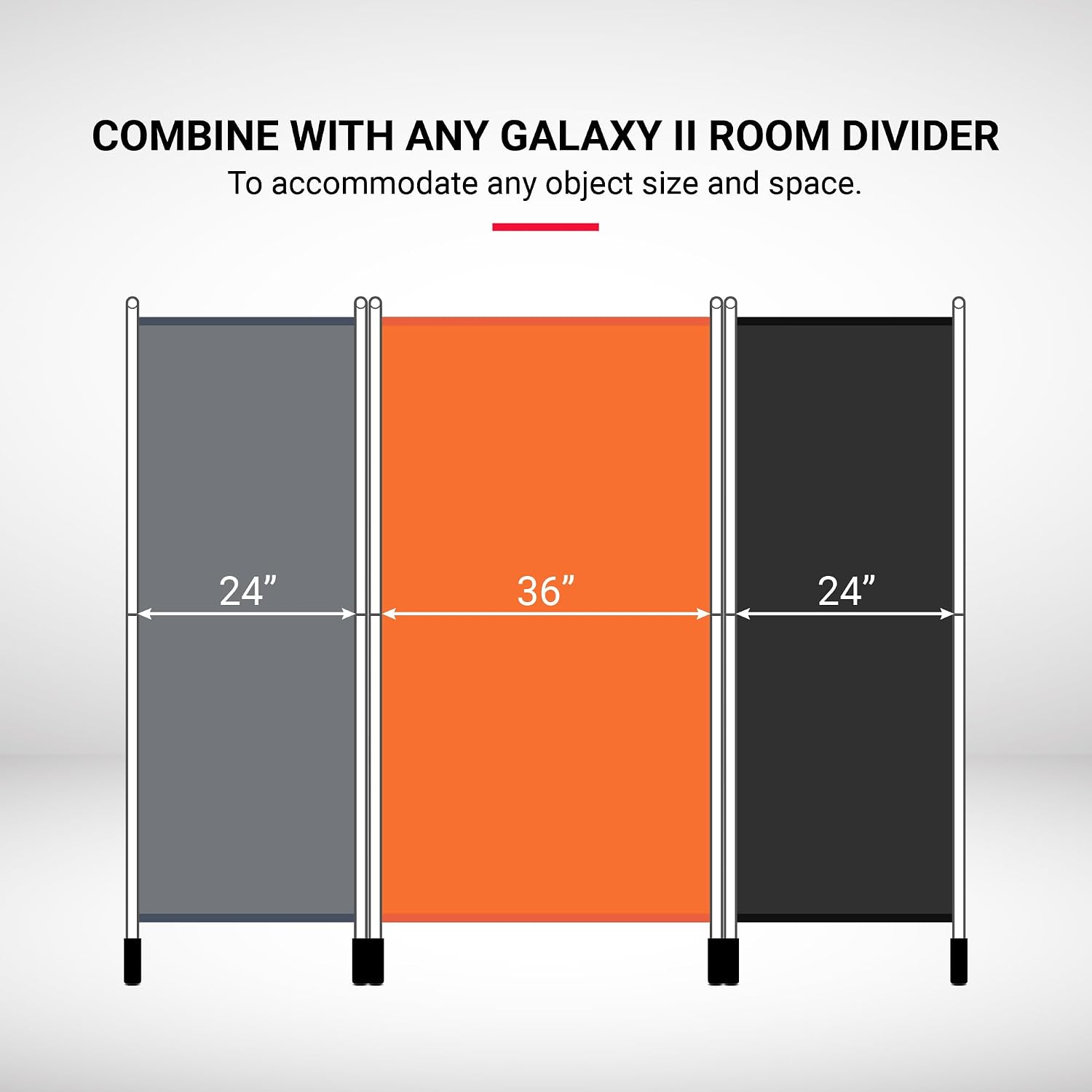 Proman Products - Galaxy II Section Divider, Water Repellent Fabric Room Divider with Black Powder Coated Metal Frame for Indoors or Outdoors, Small 50.25” Width (Orange)