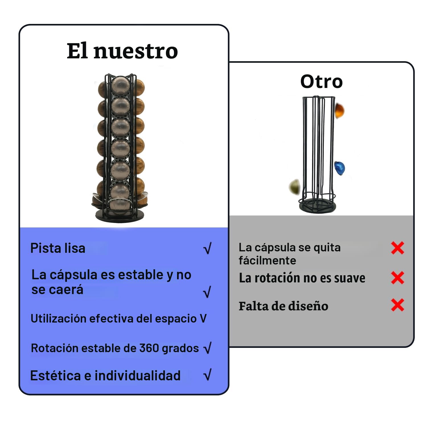 Vertuoline Soporte giratorio para cápsulas de café Nespresso Vertuo (28 piezas) - Negro