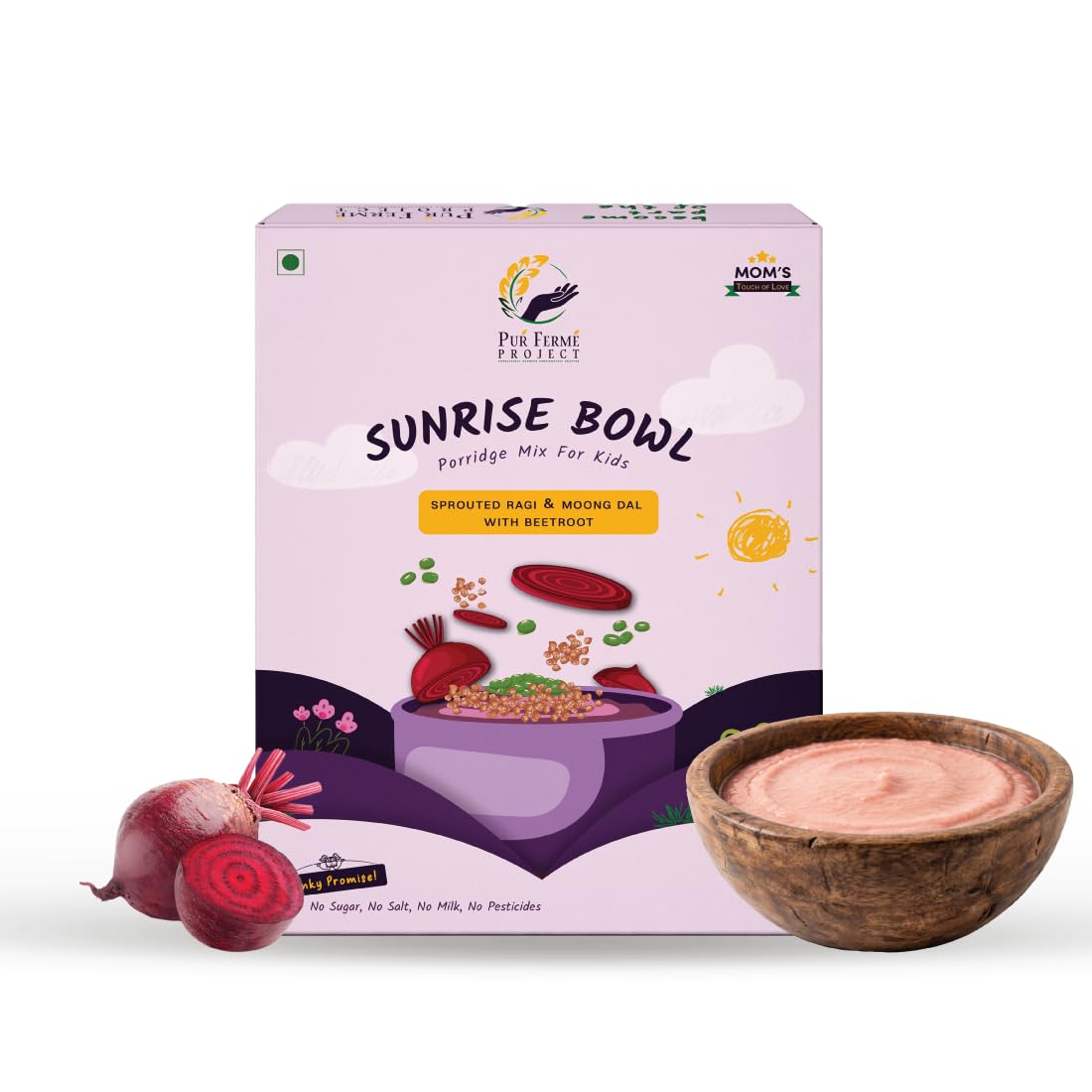 Pur Ferme Project No Refined Sugar No Salt | Ready to Eat Instant Kids Porridge Mix | Multigrain Goodness of Sprouted Ragi, Oats & Moong Dal with Beetroot | Healthy Food for Kids | No Preservatives | MOM's Only Choice | Perfect for Breakfast, Tiffin or Anytime Feeding | 200g-image-16