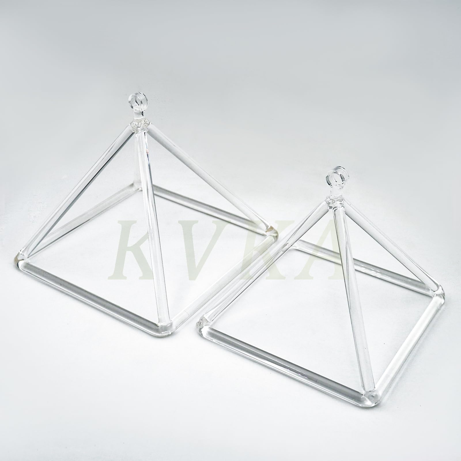 KVKA Transparent Crystal Singing Pyramid with Mallet & Bag - Elegant Sound Healing Decor for Meditation, Yoga, and Home (12 inch)