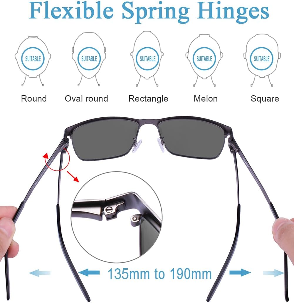 CARFIA Metal Mens Sunglasses Polarized UV400 Protection for Driving Fishing Hiking Golf Everyday Use CA5225 - Image 4