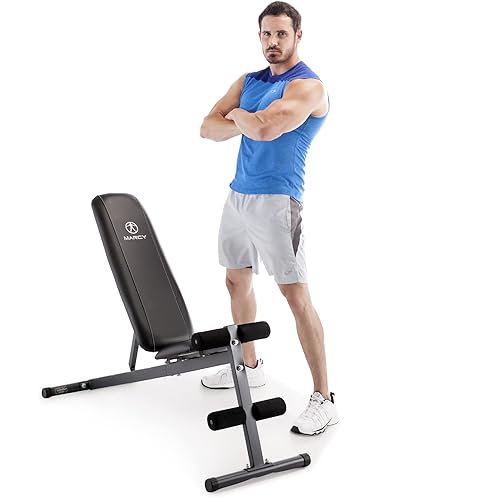Marcy Exercise Utility Bench for Upright, Incline, Decline, and Flat Exercise SB-261W , Black , 42.00 x 19.00 x 51.00 inches