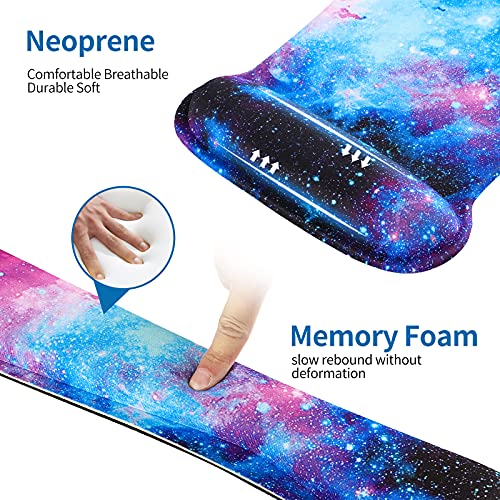 RICHEN Keyboard Wrist Rest Pad and Mouse Wrist Rest Support Mouse Pad Set,Sturdy & Comfortable & Lightweight for Easy Typing & Pain Relief-Ergonomic Support (Galaxy) - Thumbnail 5