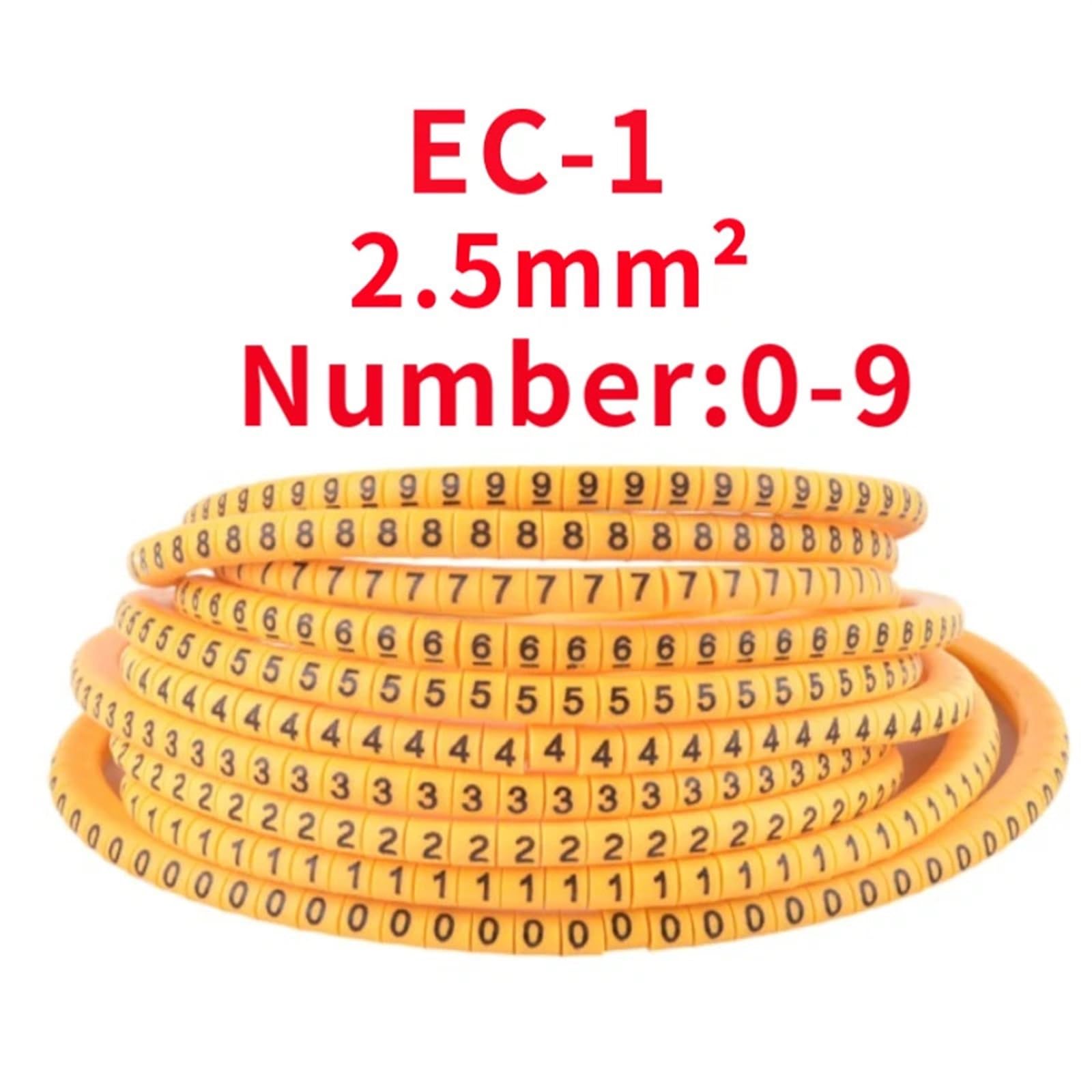 500 szt. EC-0/1/2/3 znaczniki przewodów kablowych od 0 do 9 dla...,Etykiety do oznaczania przewodów(Ec 1(500pcs) yellow)