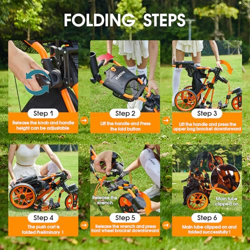 image for FLAGTAG Golf Push Cart 3 Wheel with 360 Swivel Front Wheel,Lightweight