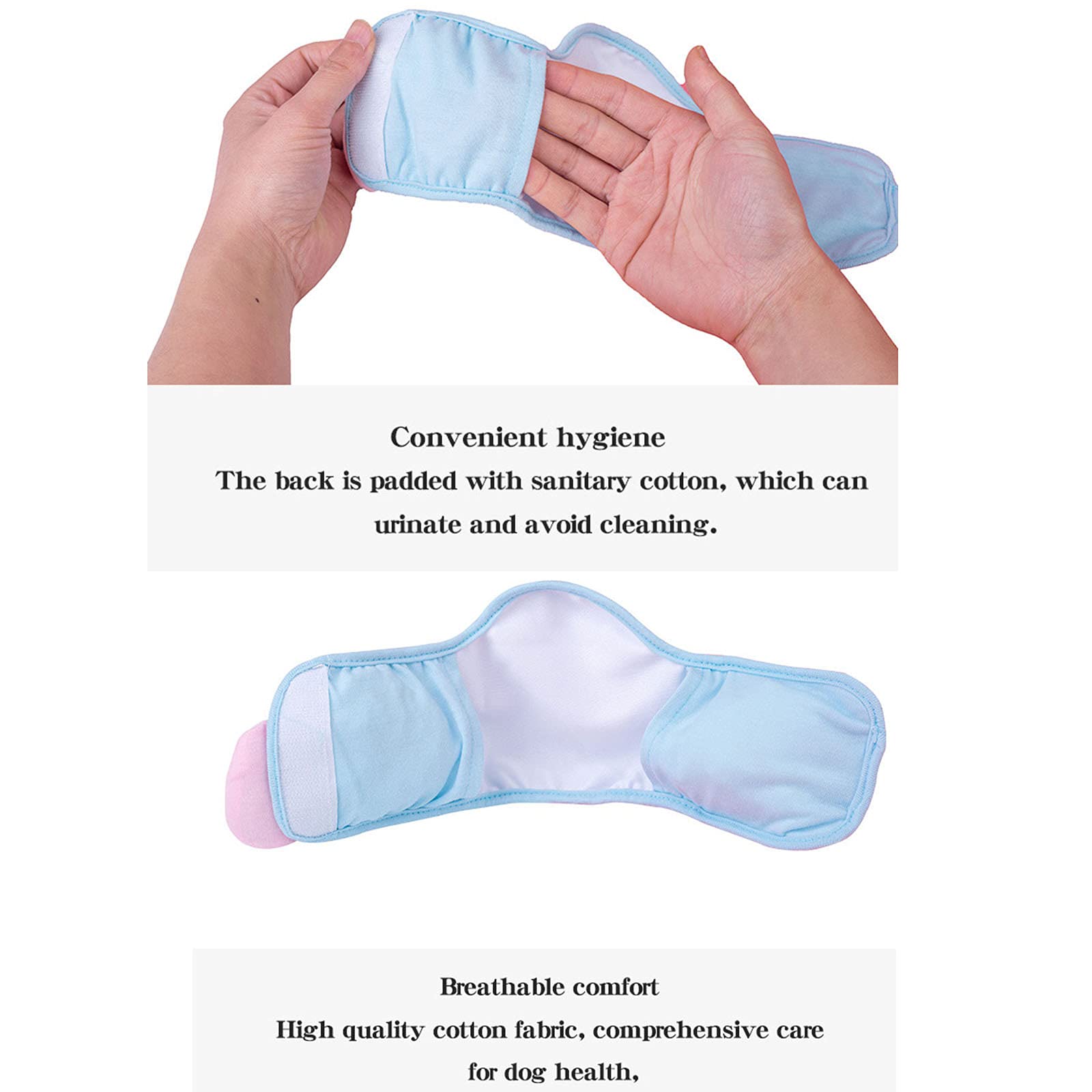 3x Waschbare Hundewindeln Für Rüden - Weich Atmungsaktiv, Taillenumfang 55-70cm XL