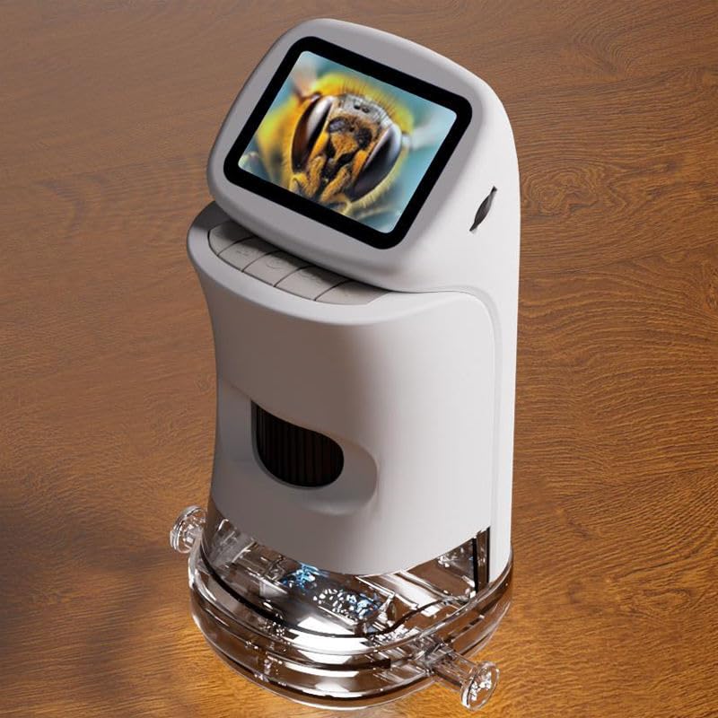Image of Lukzer Kids Electron Digital Microscope 100X Zoom Camera with Adjustable Focus Screen, LED Light & Type-C, Portable Educational Science Toy for Nature Exploration, Slides, Specimens & STEM Learning