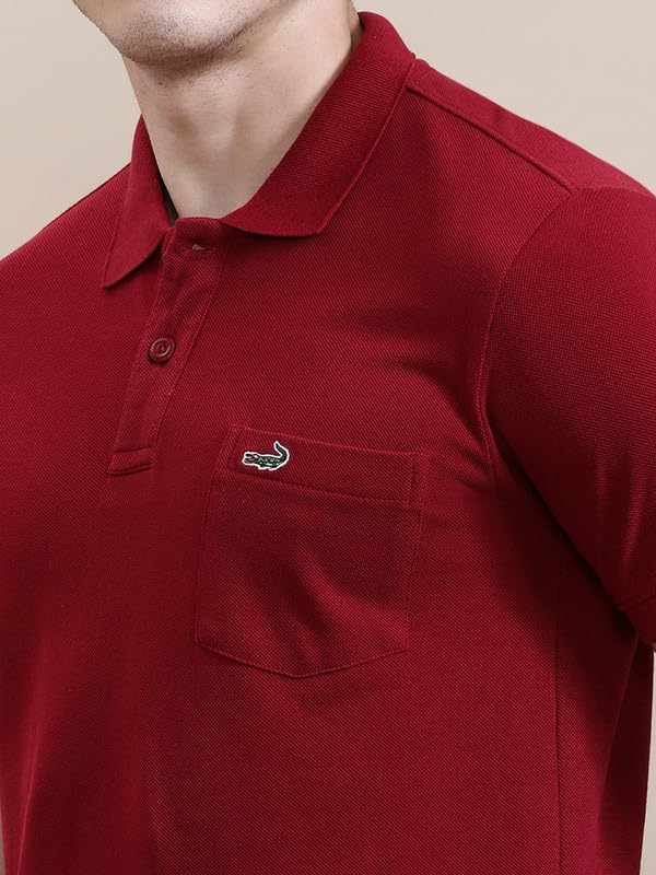 Image of CROCODILE Men's Solid Casual Wear T-Shirt | Polo Neck | Half Sleeves | Pull On | Regular