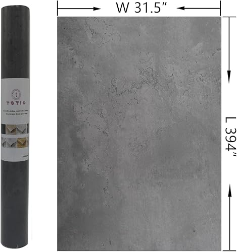 Miniatura 7 de Papel tapiz extra ancho con textura de cemento de hormigón, papel de contacto para encimera, color gris oscuro, 31.5 x 394 pulgadas, adhesivo mate