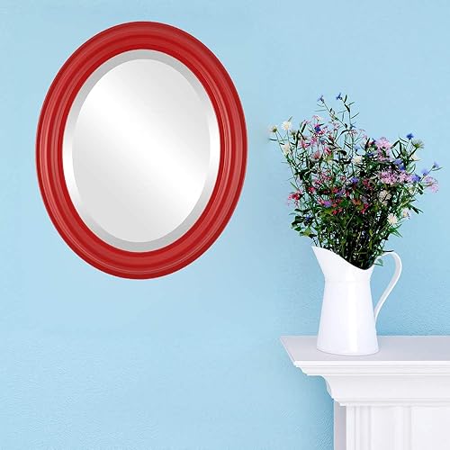 Miniatura 9 de OVALCREST Espejo de pared ovalado biselado para decoración del hogar, estilo Filadelfia, plateado champán, dimensiones exteriores de 16 x 20 pulgadas