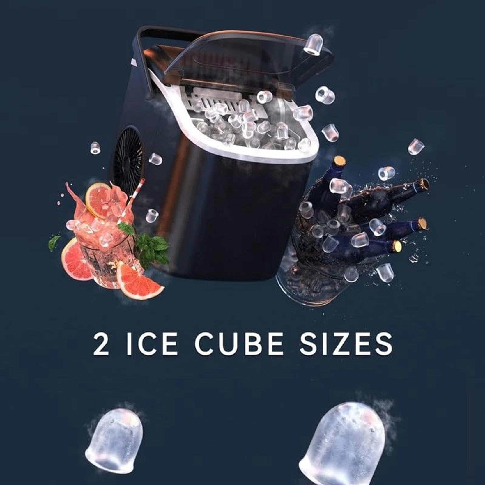 Portable Countertop Ice Maker 9 Ice Cubes in 6 Minutes 26 lbs Daily Output Office Bar Party (B As Shown)