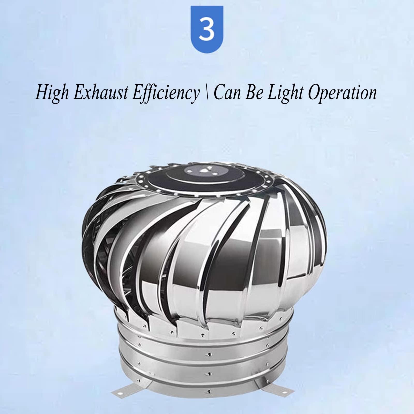 Acciaio Inox 200mm Comignolo SpinnerAnti Downdraught sfiato Cappello Design Rotante per Migliorato Ventilat Tubo di Scarico Copertura Improve Flusso d’Aria & Reduce