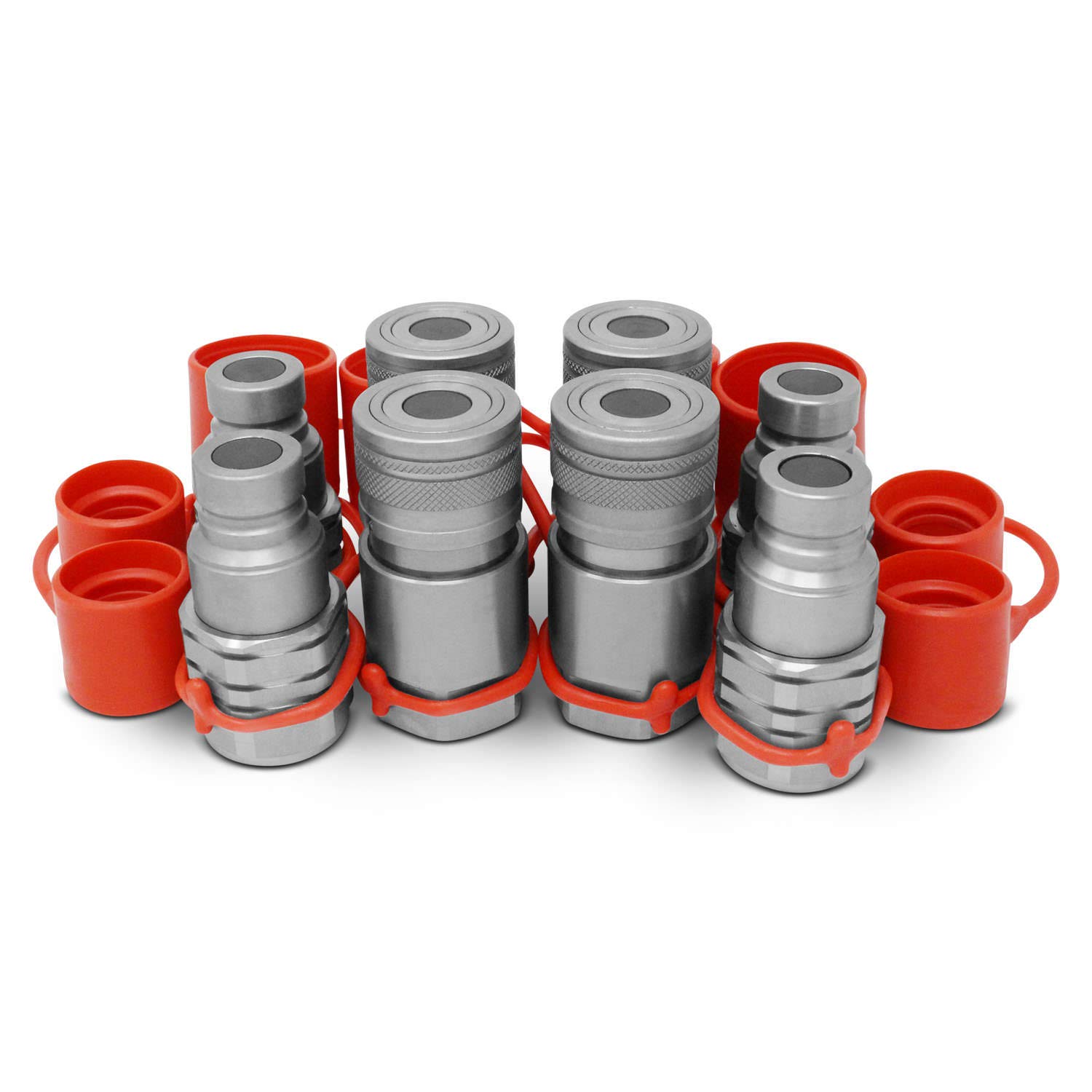 Buy 1/2" Skid Steer Flat Face Hydraulic Quick Connect Couplers/Couplings Set w/Dust Caps, 4 Sets