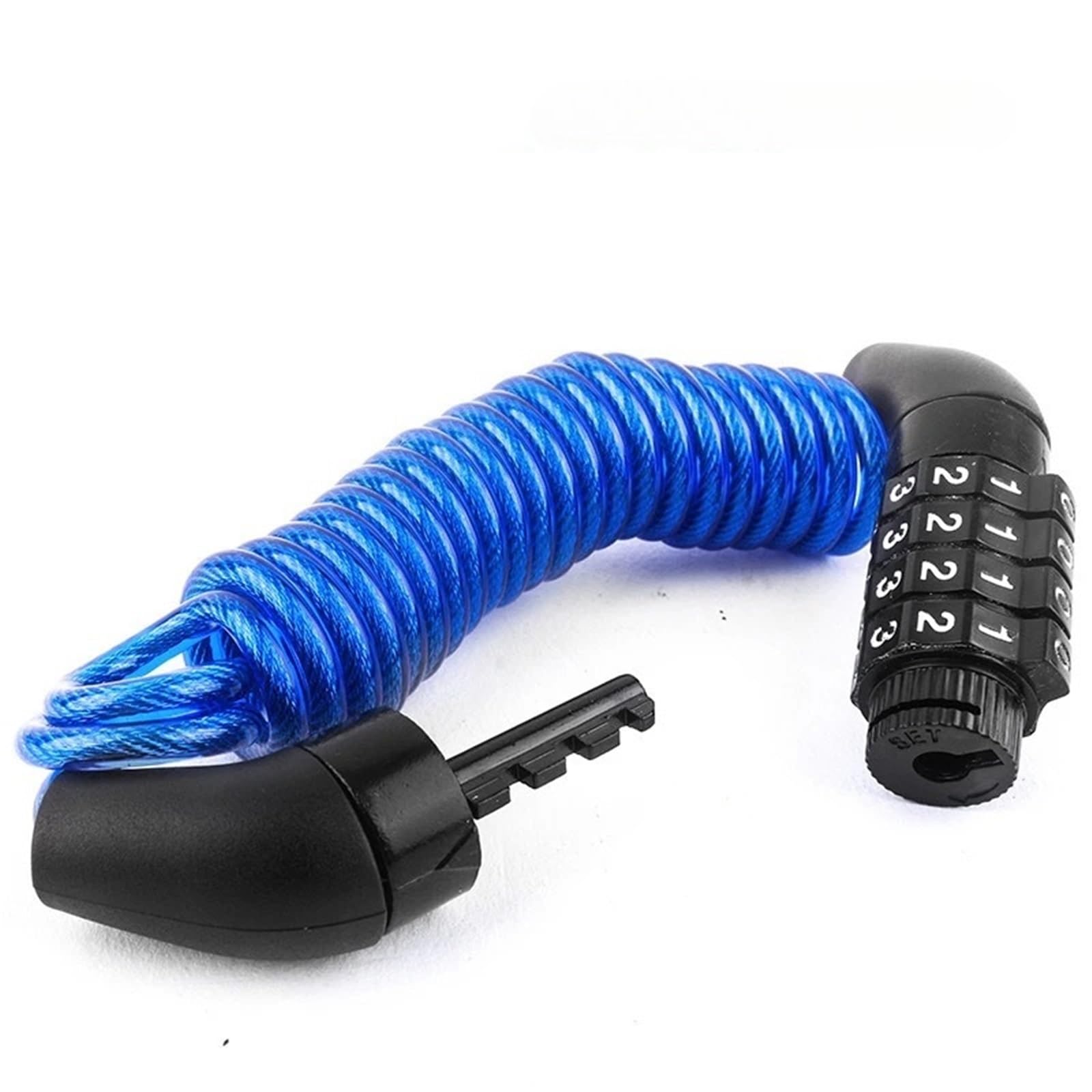 Motorcycle Handlebar Lock Anti Theft Flexible Steel Cable Durable Portable Waterproof Rustproof Motorcycle Security Motorbike Lock Security(Blue)