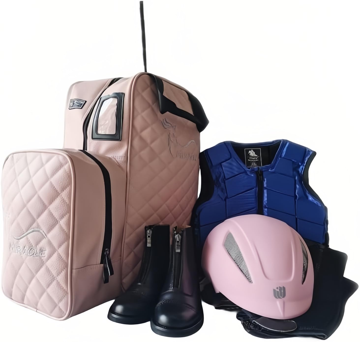 Reittasche für Jugendliche, Kinder, Reitstiefel und Helmtasche, Reithelm-Halterung, Aufbewahrungstasche für englische Reitsporte, Tragetasche (nur Tasche) (Rosa)